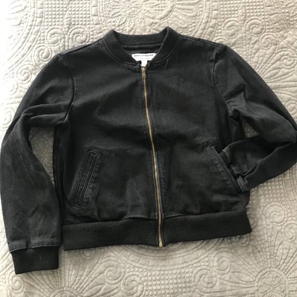 NWOT - American Apparel Black Denim Bomber Jacket